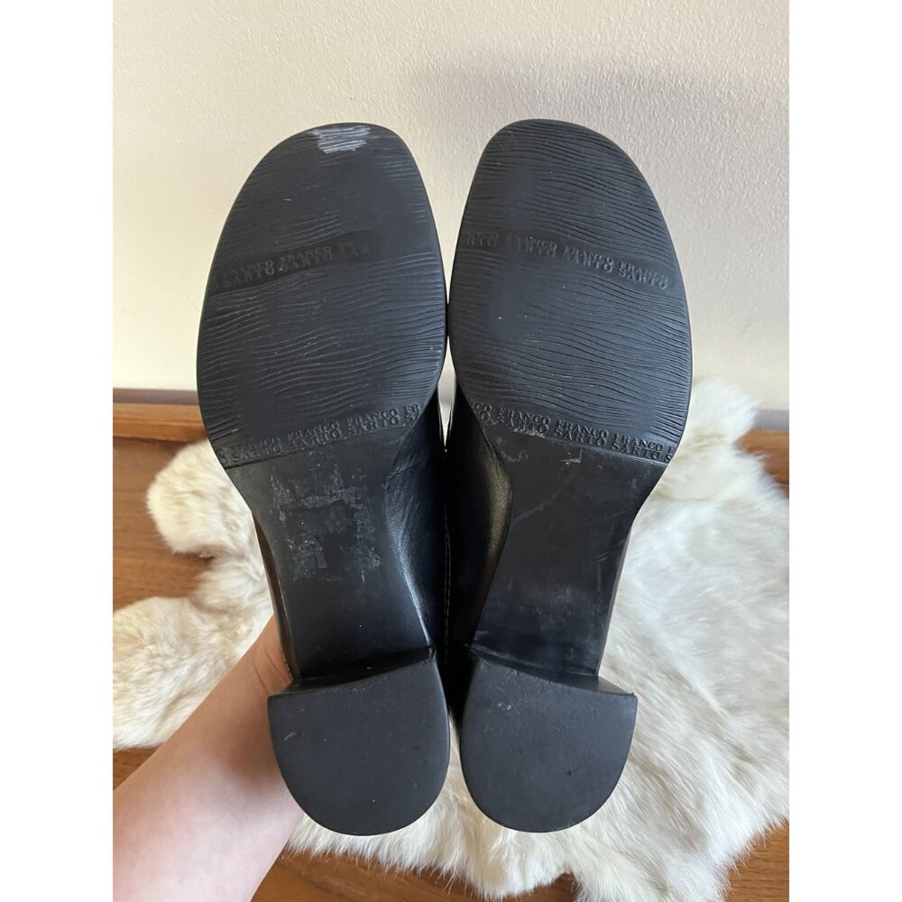 Vintage Y2K Black Leather Penny Loafer Mules Womens 8M 2" Block Heel Square Toe - Picture 8 of 9